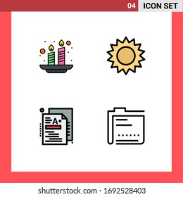 4 Concepto de color plano de línea llena para los sitios web móviles y velas de aplicaciones; a+; luz; jardín; elementos de diseño de vectores editables por conocimiento