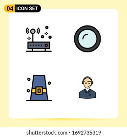 4 Filledline Flat Color concept for Websites Mobile and Apps connection; autumn; network; dish; cap Editable Vector Design Elements