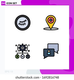 4 Filledline Flat Color concept for Websites Mobile and Apps eye; setting; compass; task; chatting Editable Vector Design Elements