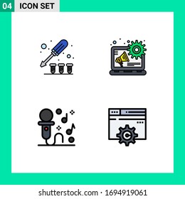 4 Concepto de color plano de línea llena para los controladores de Websites Mobile y Apps; música; tornillo; contenido; elementos de diseño de vectores editables web