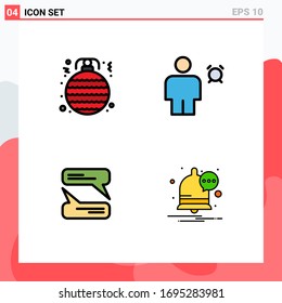 4 Concepto de color plano de línea llena para Websites Mobile y Apps ball; charlar; adorno; cuerpo; texto Elementos de diseño de vectores editables