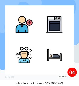 4 Concepto de color plano de línea llena para los avatares Websites y Apps; medalla; negocios; adjudicación; elementos de diseño de vectores editables en cama