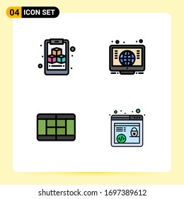 4 Filledline Flat Color concept for Websites Mobile and Apps clipboard; marketing; computer; court; 92 Editable Vector Design Elements