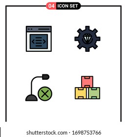 4 Filledline Flat Color concept for Websites Mobile and Apps communication; computers; user; development; gadget Editable Vector Design Elements
