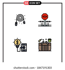 4 Filledline Flat Color concept for Websites Mobile and Apps hose; creative; plumbing; military; smartphone Editable Vector Design Elements