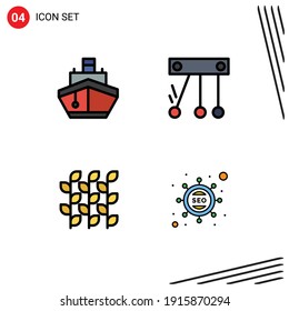 4 Filledline Flat Color concept for Websites Mobile and Apps filled; gluten; transportation; science; harvest Editable Vector Design Elements