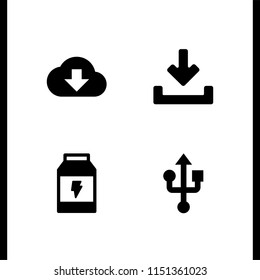 4 finger icons in vector set. usb, download and medicine illustration for web and graphic design