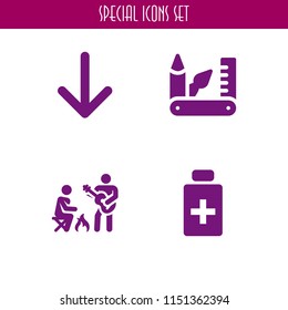 4 finger icons in vector set. antiseptic, art and design, guitar and download illustration for web and graphic design
