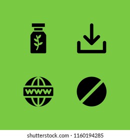 4 finger icons in vector set. download, medicine and www illustration for web and graphic design