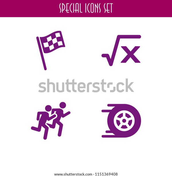 4 finish icons in\
vector set. racing, formula, race and racing flag illustration for\
web and graphic design