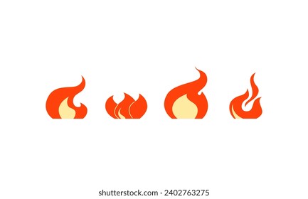 4 Feuerflammensymbole. Vektorsymbole festlegen