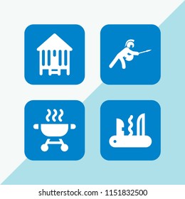 4 fire icons in vector set. camping, bbq and war illustration for web and graphic design