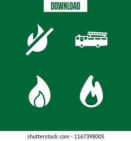 4 fireman vector icon set with fire and fire truck icons for mobile and web