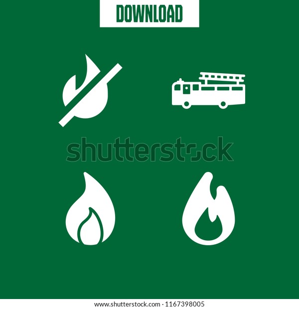 4 fireman vector icon set with fire and fire\
truck icons for mobile and\
web