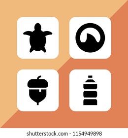 4 fish icons in vector set. turtle, shark fin and food and restaurant illustration for web and graphic design