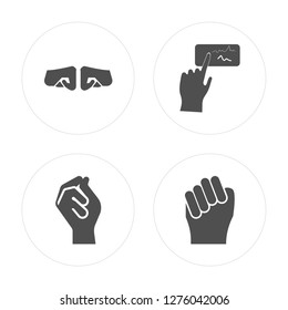 4 Fist, Click, Draw, Fist modern icons on round shapes, vector illustration, eps10, trendy icon set.
