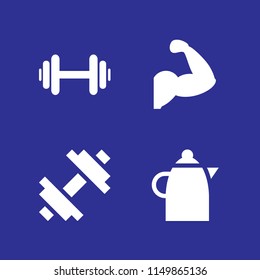 4 fit icons in vector set. weight, gym, kettle and weightlifting illustration for web and graphic design
