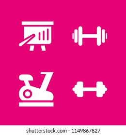 4 fit icons in vector set. weight, class and stationary bike illustration for web and graphic design