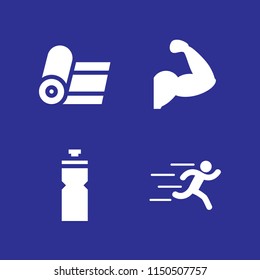 4 fit icons in vector set. yoga, gym and runer silhouette running fast illustration for web and graphic design