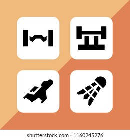 4 fitness icons in vector set. fighter, badminton and sports and competition illustration for web and graphic design