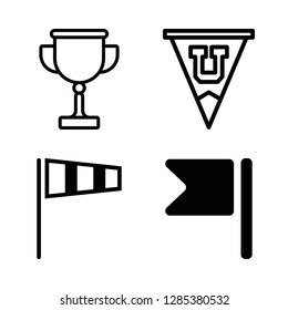 4 Flag Icons With Cup And College Pennant In This Set