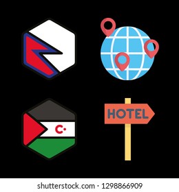 4 flag icons with maps and flags and nepal in this set