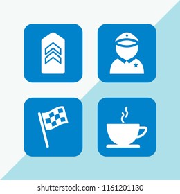4 flag icons in vector set. army, racing flag, military and cup illustration for web and graphic design