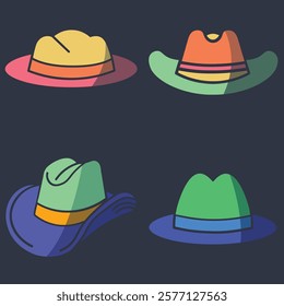 4 Flat design cowboy hats
