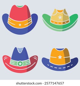 4 flat design cowboy hats
