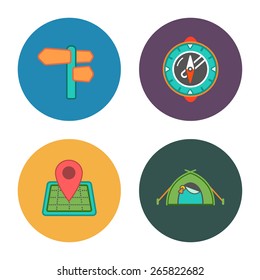 4 flat free travel icons