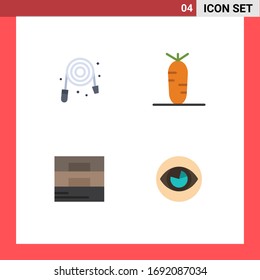 4 Flat Icon concept for Websites Mobile and Apps hose; man; plumbing; vegetables; vision Editable Vector Design Elements