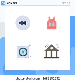 4 Flat Icon concept for Websites Mobile and Apps backward; fan; shirt; sport; bank Editable Vector Design Elements