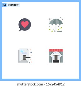 4 Flaches Icon-Konzept für Websites Mobile und Apps-Chat; Dokument; Herbst; Regenschirm; Design-Elemente für legale Bearbeitungen von Vektorillustrationen