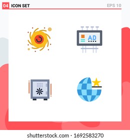 4 Flat Icon concept for Websites Mobile and Apps astronomy; box; advertising; promotion; safe Editable Vector Design Elements