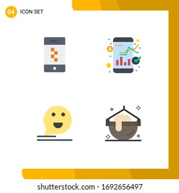 4 Flat Icon concept for Websites Mobile and Apps application; chat; technology; stock; happy Editable Vector Design Elements