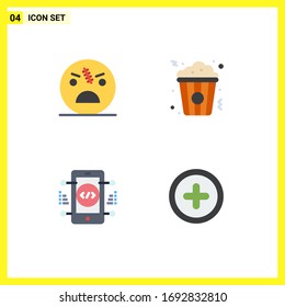 4 Flat Icon concept for Websites Mobile and Apps dead; coding; spooky; cinema; online Editable Vector Design Elements