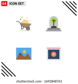 4 Flat Icon concept for Websites Mobile and Apps barrow; landscape; spring; new; photographer Editable Vector Design Elements