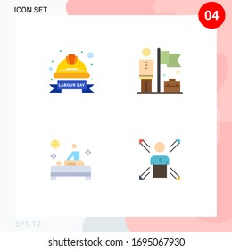 4 Concepto de icono plano para los sitios web de Mobile y Apps cap; masaje; casco; lograr; elementos de diseño de vectores editables de tabla