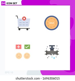 4 Concepto de icono plano para los sitios Web de Mobile y las aplicaciones de extracción; triste; el comercio; compras; agregar elementos de diseño de vectores editables