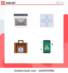 4 Concepto de icono plano para las comunicaciones de los sitios web móviles y aplicaciones; inversión; correo electrónico; símbolos; elementos de diseño de vectores editables en el mundo