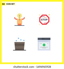 4 Flat Icon concept for Websites Mobile and Apps business; relax; person; journey; spa Editable Vector Design Elements