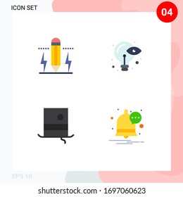 4 Flat Icon concept for Websites Mobile and Apps pencil; fashion; bolt; process; hipster Editable Vector Design Elements