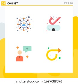 4 Concepto de icono plano para las conexiones de los sitios web móviles y aplicaciones; interfaz; playa; subacuático; elementos de diseño de vectores editables de avanzada