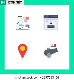 4 Concepto de icono plano para la química de los sitios web móviles y aplicaciones; mapa; educación; web; elementos de diseño de vectores editables de escuela
