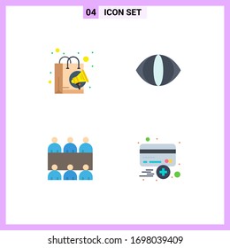 4 Flat Icon concept for Websites Mobile and Apps bag; table; shopping; vision; card Editable Vector Design Elements