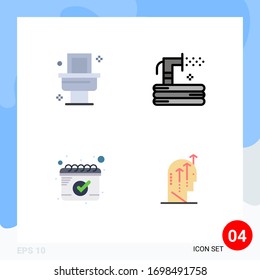 4 Flat Icon concept for Websites Mobile and Apps toilet; date; flush; summer; emotional Editable Vector Design Elements