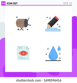 4 Concepto de icono plano para sitios web móviles y tambores de aplicaciones; archivo; anuncio; lápiz; elementos de diseño de vectores editables para ojos