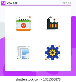 4 Concepto de icono plano para los sitios web móviles y calendario de aplicaciones; entregable; festival; fábrica; arquitectura empresarial Elementos de diseño de vectores editables