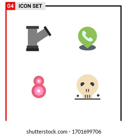 4 Flat Icon concept for Websites Mobile and Apps pipe; th; water; map; bones Editable Vector Design Elements