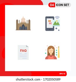 4 Flat Icon concept for Websites Mobile and Apps aurangabad fort; contact; lalbagh; internet of things; file Editable Vector Design Elements